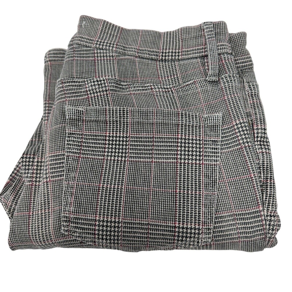 Frame Women's 28 Houndstooth Black Red Washed Plaid Le Crop Mini Boot Jeans